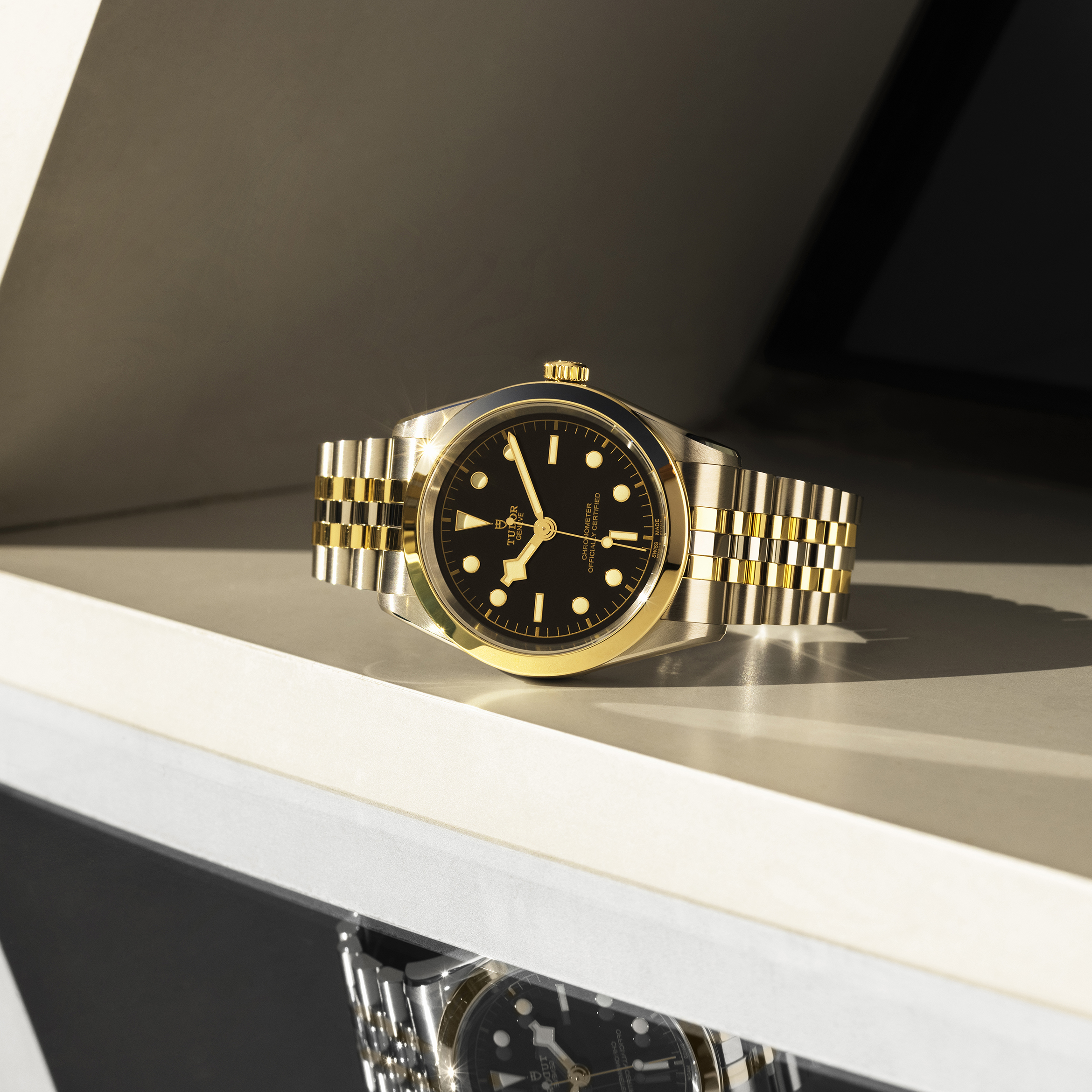 Tudor Black Bay 36 S&G with curved cases are presented with a steel and yellow gold bracelet